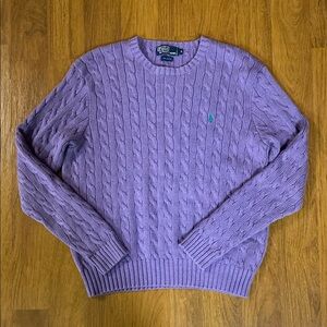 Ralph Lauren Purple Crewneck Cable Knit Sweater